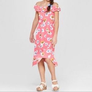 Floral Print Knit Maxi Dress- Coral